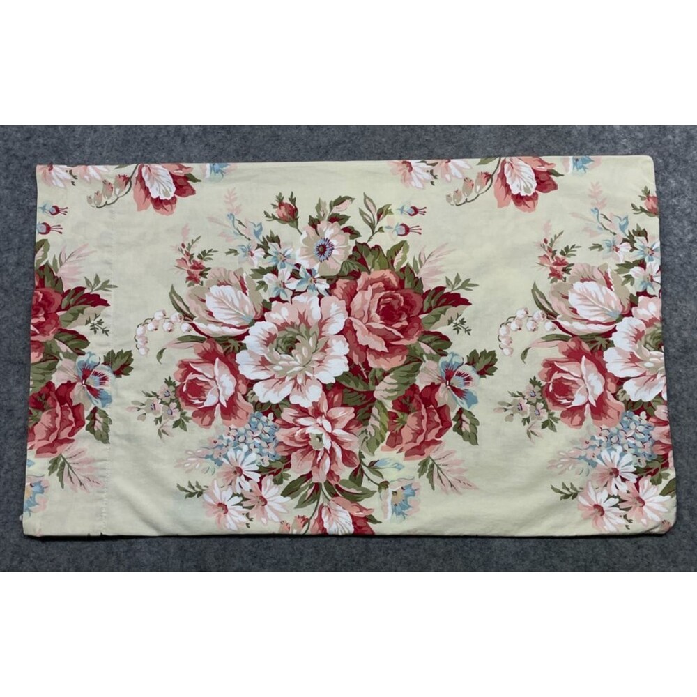 Ralph Lauren River Floral Sand Standard Pillowcase Cotton Cottage Vintage USA